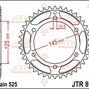 JT Sprockets JTR867.43 REAR REPLACEMENT SPROCKET 43 TEETH 525 PITCH NATURAL STEEL - Image 2