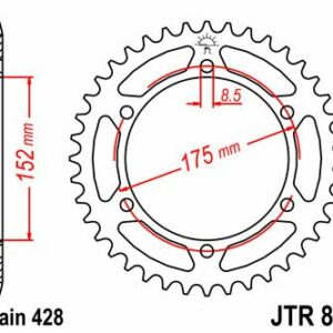 JT Sprockets JTR839.51 REAR REPLACEMENT SPROCKET 51 TEETH 428 PITCH BLACK C49 HIGH CARBON STEEL - Image 2