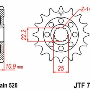 JT Sprockets JTF707.14 FRONT REPLACEMENT SPROCKET 14 TEETH 520 PITCH NATURAL SCM420 CHROMOLY STEEL ALLOY - Image 2